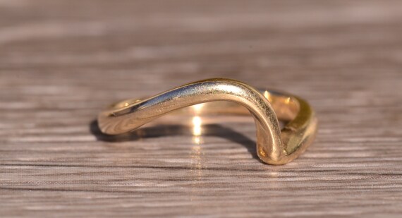Simple Yellow Gold Stackable Wave Ring - image 5