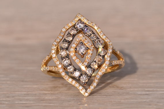 Colored Diamond Cocktail Ring in Yellow Gold - image 6