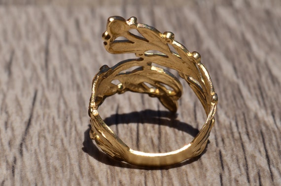 Yellow Gold Floral Statement Ring - image 3
