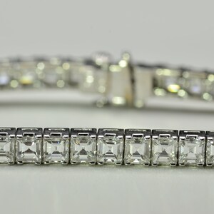 White gold Square Emerald Cut Diamond Bracelet set with 15.72 carats of Asscher Cut Diamonds image 2