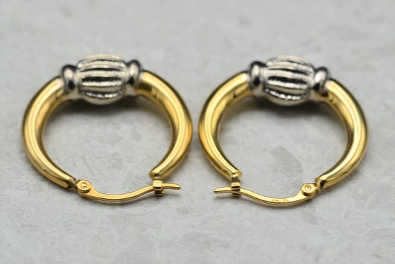 Two Tone 14K Gold Hoop Earrings - image 3