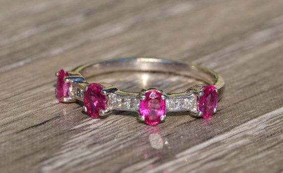Stackable Pink Sapphire and Diamond Ring - image 7