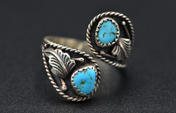 Old Pawn Signed Sterling Silver Ring with Turquois