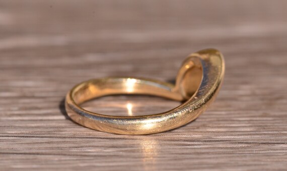 Simple Yellow Gold Stackable Wave Ring - image 4