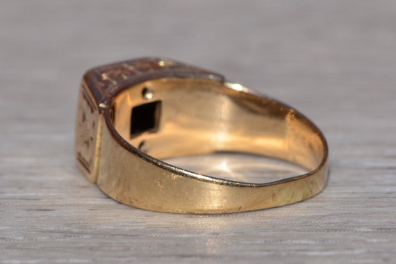 Antique 14K Yellow Gold Ring set with Diamonds - image 3