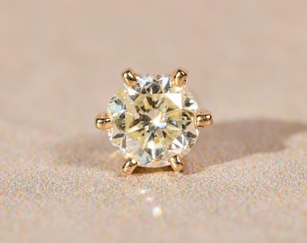 Yellow Gold Single Diamond Stud Earring