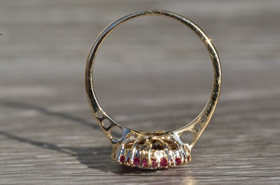 Ladies Yellow Gold Diamond and Ruby Ring - image 7