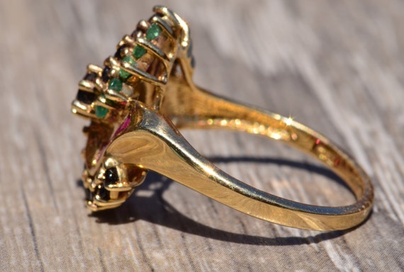 Sapphire Ruby and Emerald Fibonacci Spiral Ring - image 4