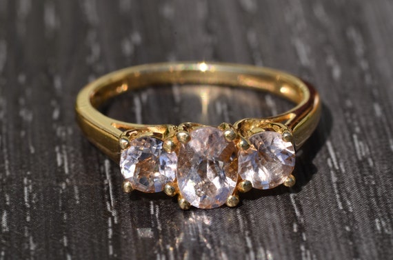 Checkerboard Cut Morganite Ring - image 1