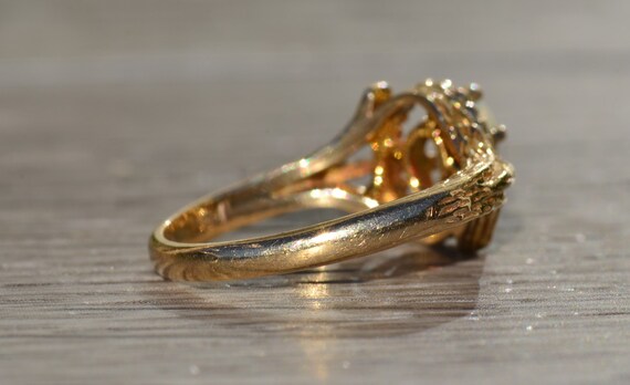 Ladies Vintage 14K Gold Cocktail Ring set with Op… - image 4