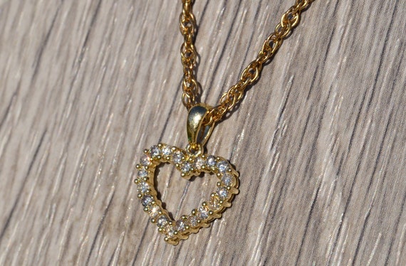 Ladies 14K Yellow Gold Heart Diamond Pendant - image 2