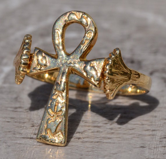 The Life Circle Ankh Ring in Vermeil Gold - AMMANII