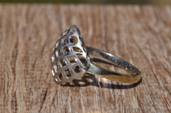 White Gold Diamond Cut Pierced Bombe Style Ring - image 5