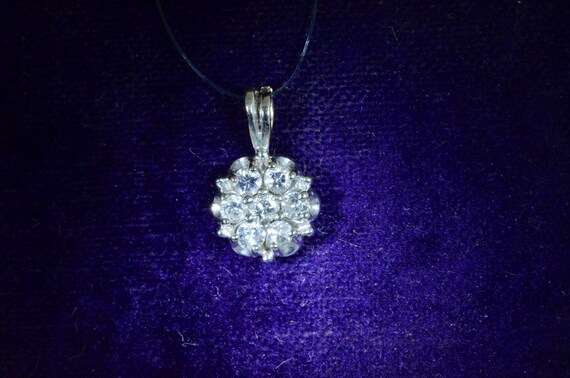 14 Karat White Gold and Diamond Flower Necklace - image 4