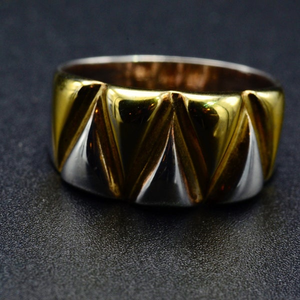 Italian Made Milor Contemporary Sterling Silver and Gold Tone Ring