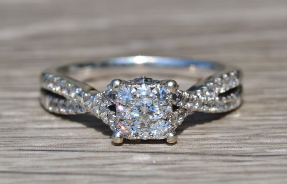 Mystery Set Engagement Ring with Split Crossed Sh… - image 1
