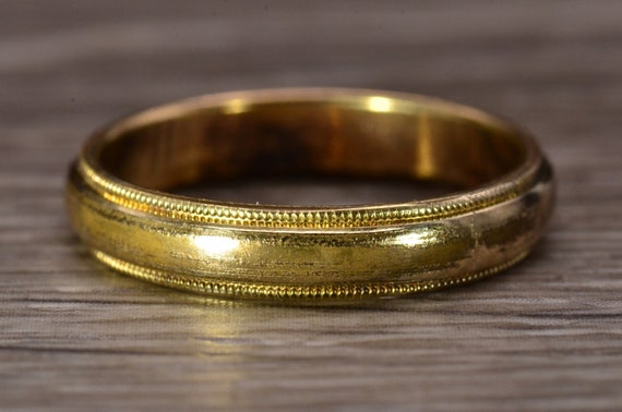 Gold Filled Men's Milgrain Domed Wedding Band - image 2