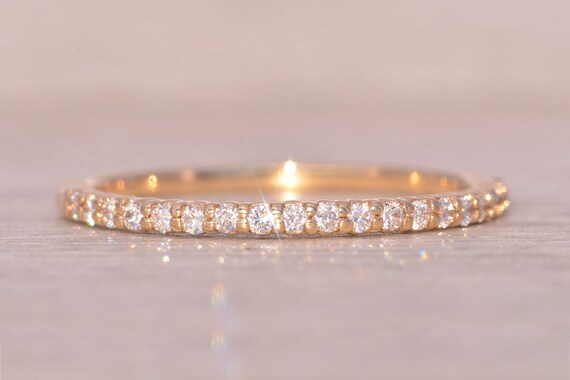 Petite Yellow Gold Natural Diamond Stackable Band - image 6