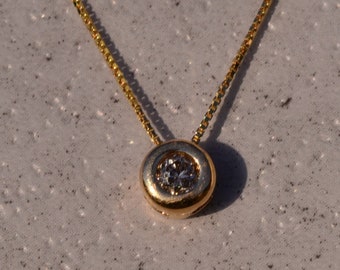 Yellow Gold Solitaire Diamond Necklace