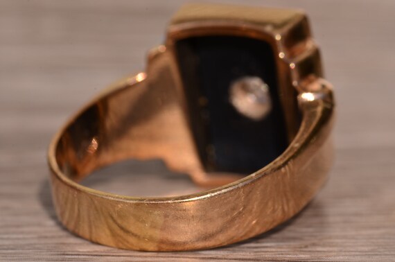 Art Deco Era Onyx and Diamond Gentleman's Ring. - image 4
