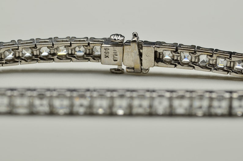 White gold Square Emerald Cut Diamond Bracelet set with 15.72 carats of Asscher Cut Diamonds image 3