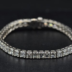 White gold Square Emerald Cut Diamond Bracelet set with 15.72 carats of Asscher Cut Diamonds image 4