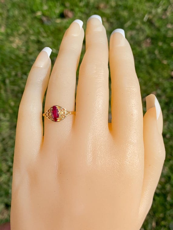 Lab Created Ruby Ring in Yellow Gold - image 7
