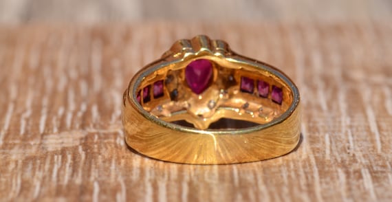 Classic Pear Shaped Ruby Halo Ring - image 4