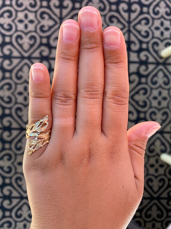 Yellow Gold Floral Statement Ring - image 9