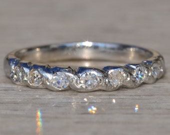 Ladies Antique Platinum and Diamond Wedding Band
