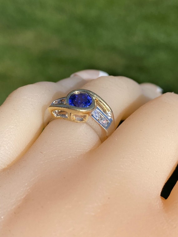 Ladies 14K Two Tone Ring set with Tanzanite and D… - image 9