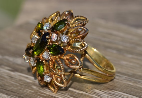 Vintage Tourmaline and Diamond Ring - image 4