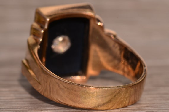 Art Deco Era Onyx and Diamond Gentleman's Ring. - image 3
