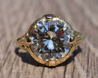 Antique Art Deco Filigree Engagement Ring set with GIA Graded 4.63 Carat Diamond