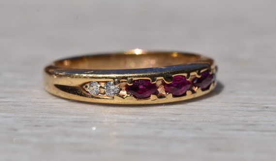 Stackable Ruby and Diamond Band in Yellow Gold - image 5