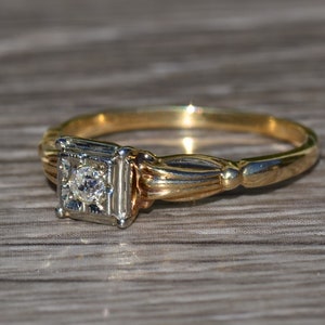Ladies Antique Signed Engagement Ring in 14K Gold Set With Old - Etsy