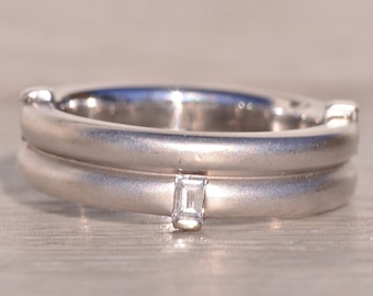 Brushed White Gold Designer Band with Natural Diamonds