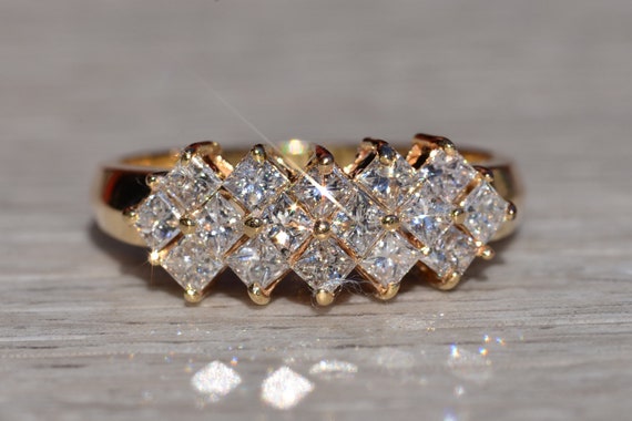 Unique Princess Cut Natural Diamond Statement Ring