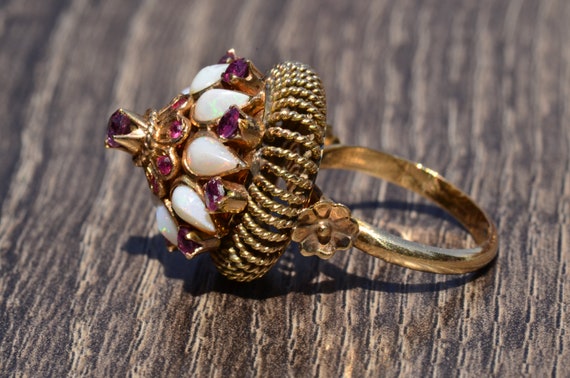 Signed Ruby and Opal Princess Ring - image 5