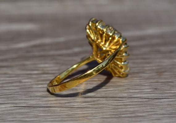 Exquisite Signed Ruby & Diamond Navette Ring in Y… - image 4