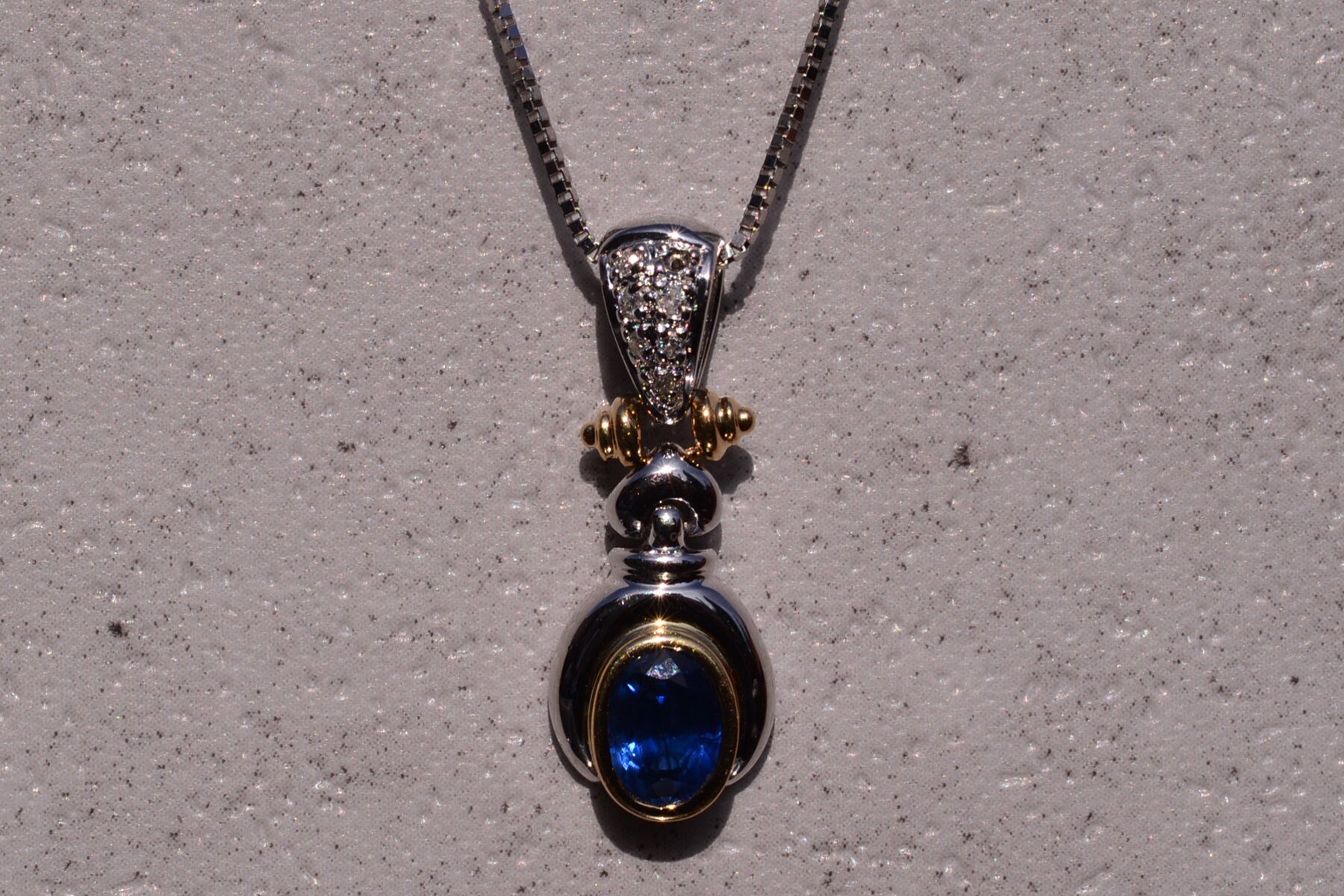 Two Tone Sapphire and Diamond Pendant - Etsy Canada