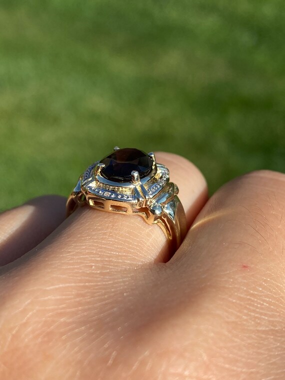 Ladies 14K Yellow Gold Ring set with Smokey Quart… - image 9