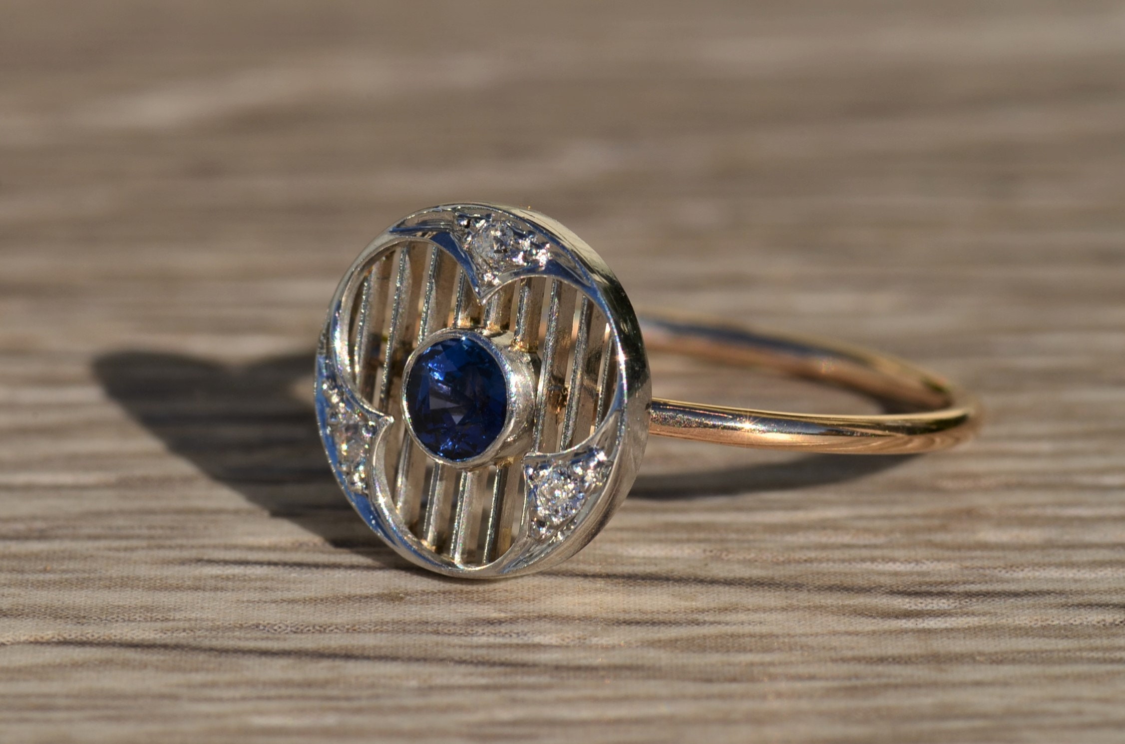 Antique Art Deco Platinum and 18 Karat Yellow Gold Sapphire and Diamond ...