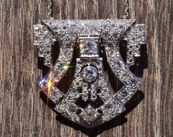 Platinum Art Deco Pendant with 3 Carats of Diamonds