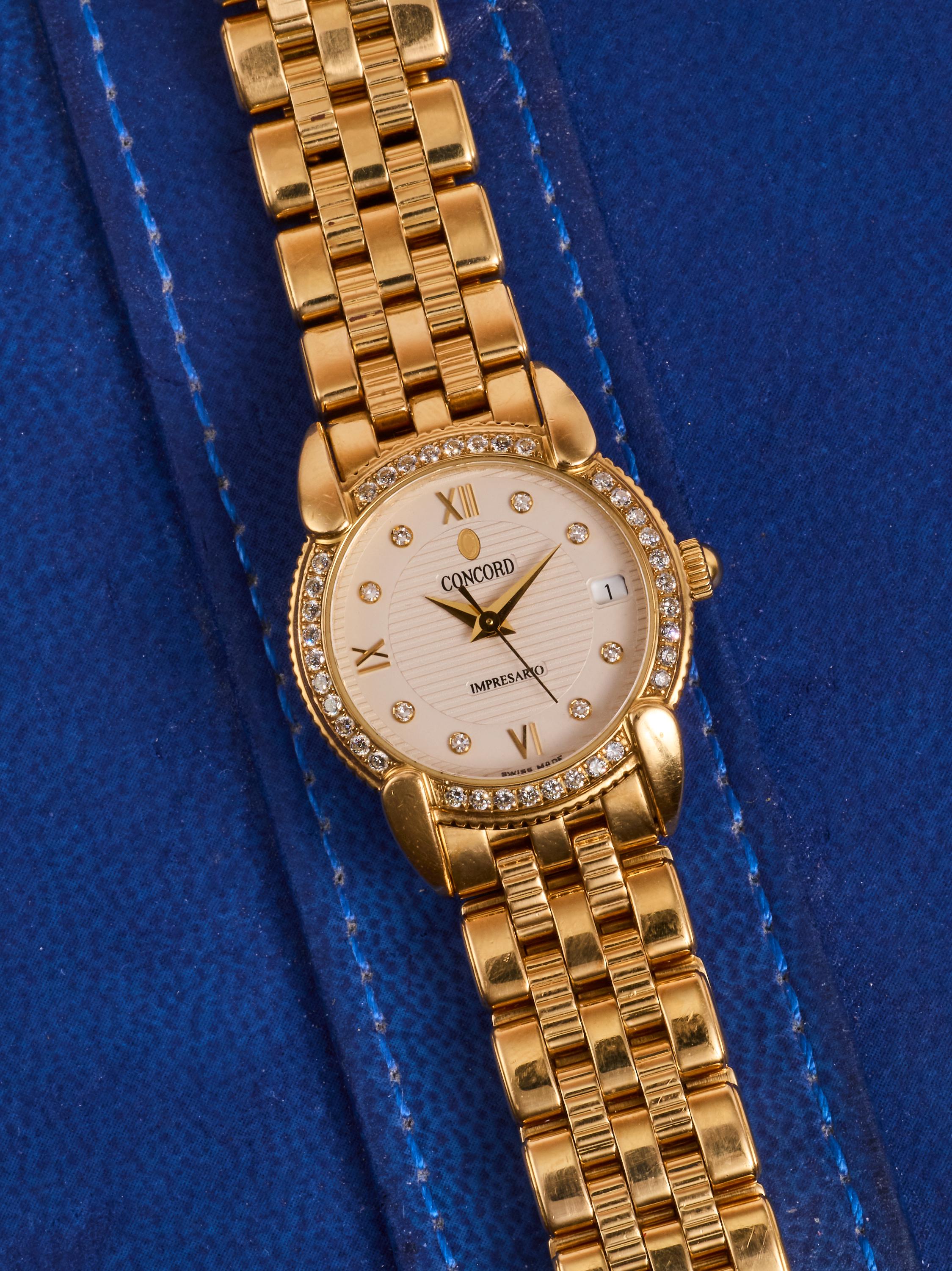 Yellow Gold Concord Impresario Wrist Watch With Diamonds - Etsy display picture 1
