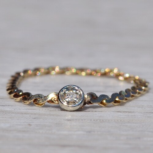 Ladies Petite Flexible Yellow Gold Band set shops with Diamond