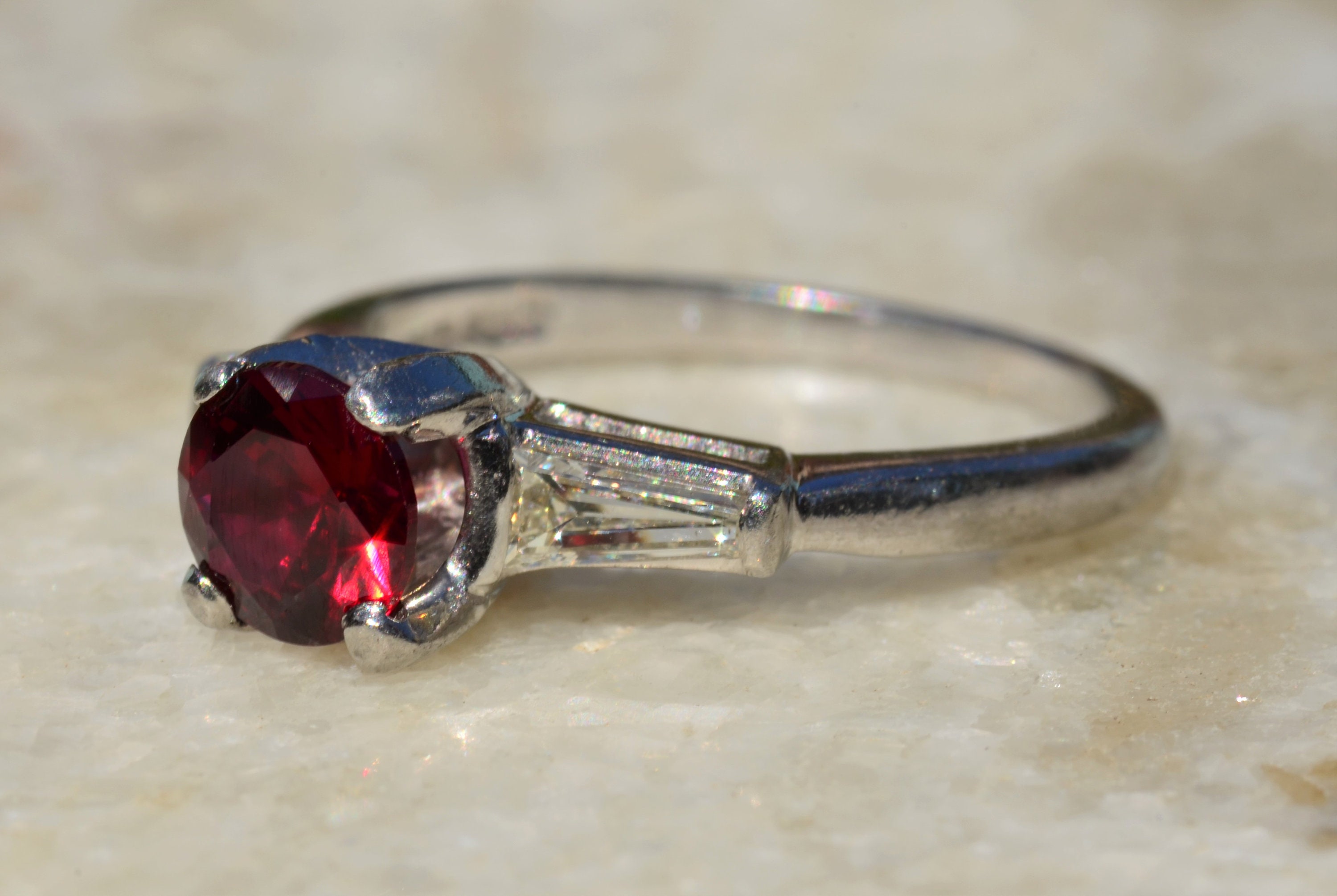 Antique Platinum Ring Set With 1 Carat Laboratory Grown Ruby - Etsy