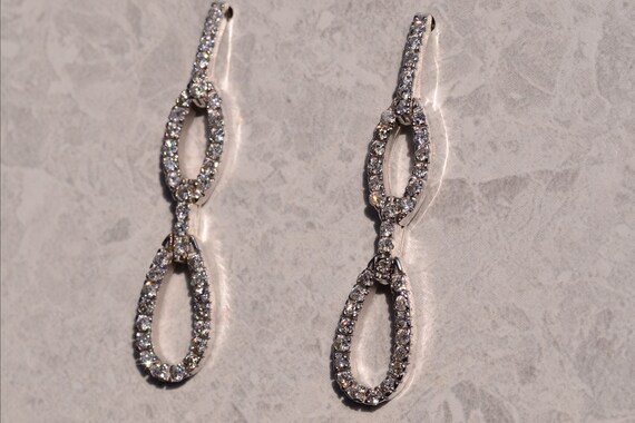 Diamond Dangler Earrings in White Gold - image 2