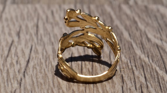 Yellow Gold Floral Statement Ring - image 4