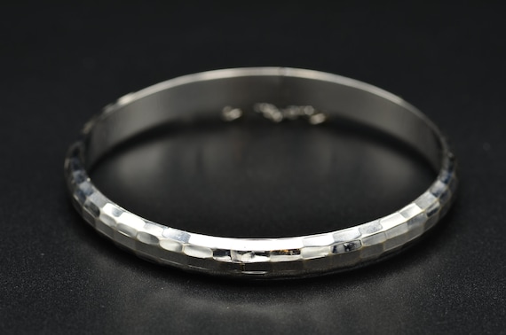 Sterling Silver Faceted Bangle